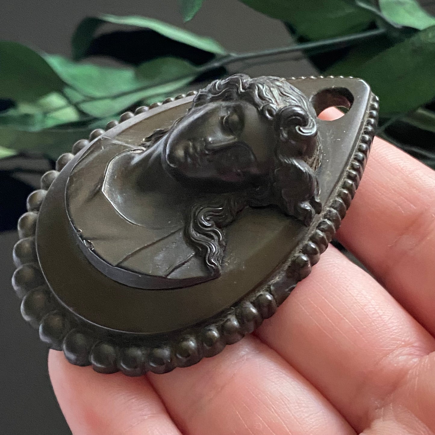 Victorian Gutta Percha Cameo Pendant