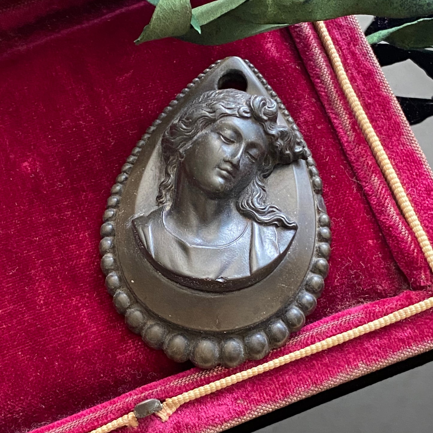 Victorian Gutta Percha Cameo Pendant