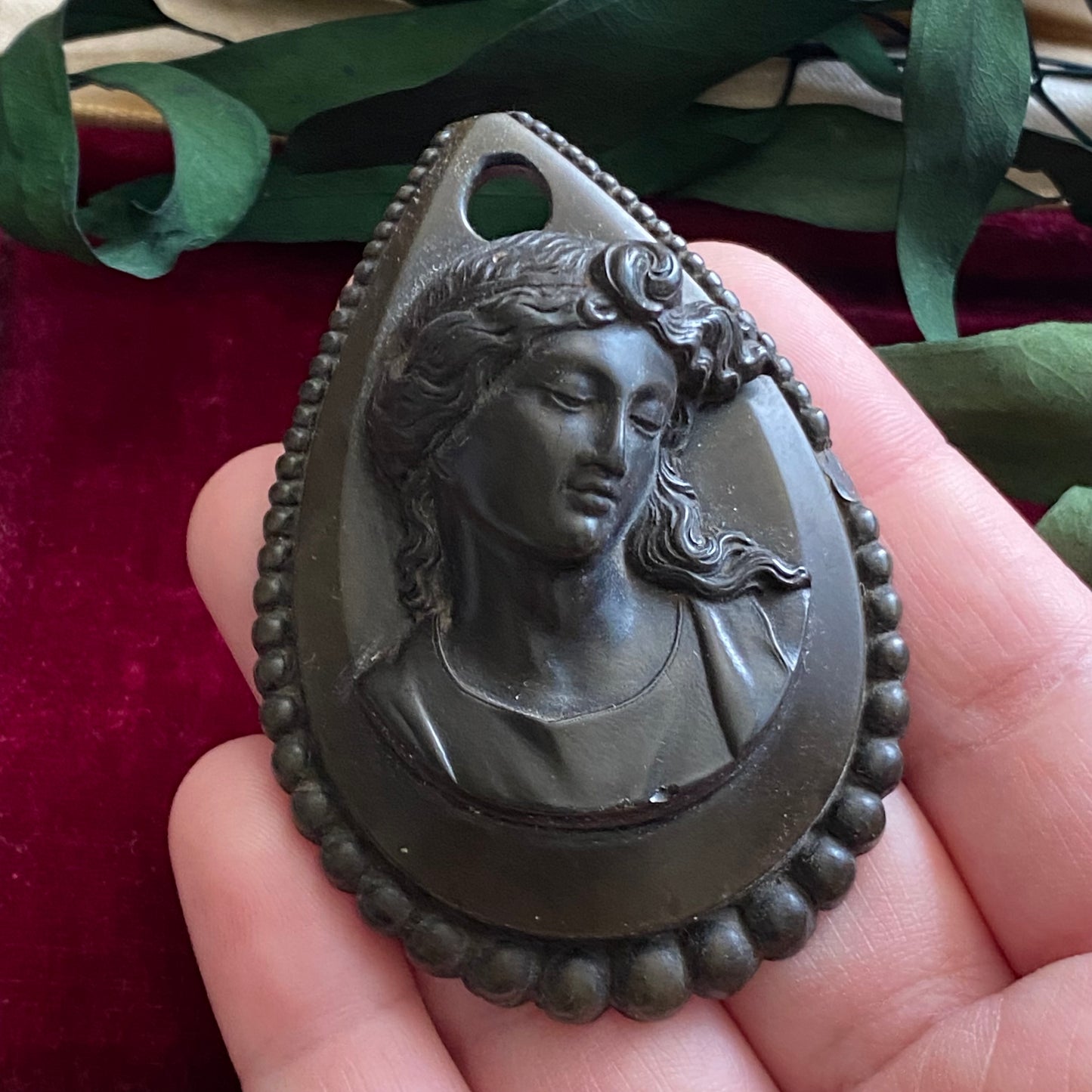 Victorian Gutta Percha Cameo Pendant