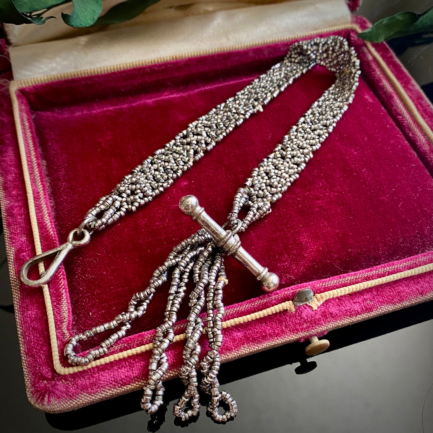 Antique Georgian Cut Steel Bead Watch Fob Chain
