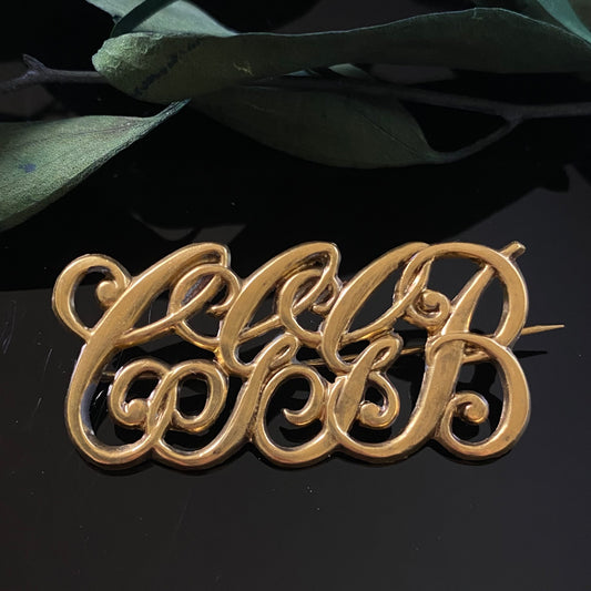 Antique Victorian Monogram C.G.G.B. Initials Cutout Brooch