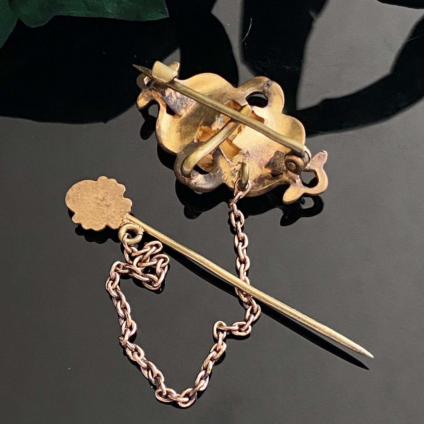 Victorian Gold Filled Blank Monogram Brooch With Cherub Pin