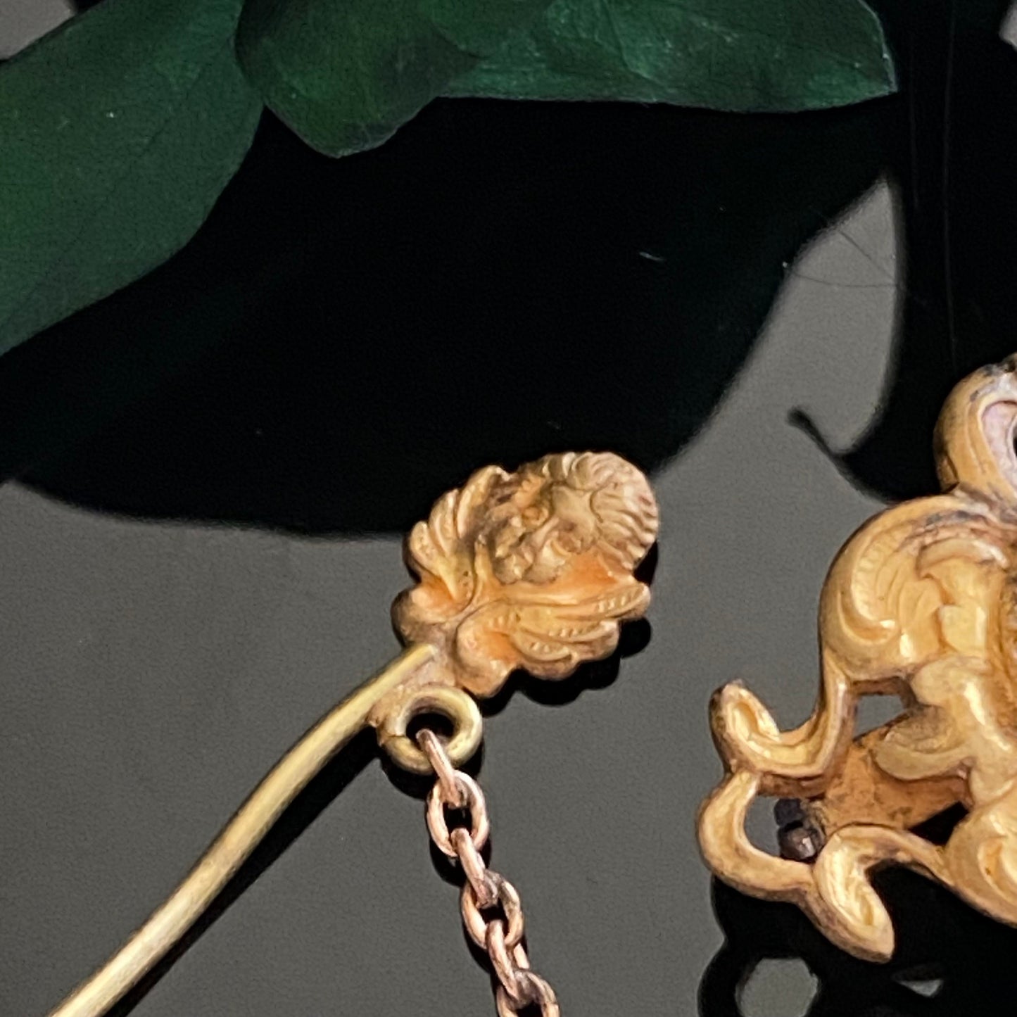 Victorian Gold Filled Blank Monogram Brooch With Cherub Pin