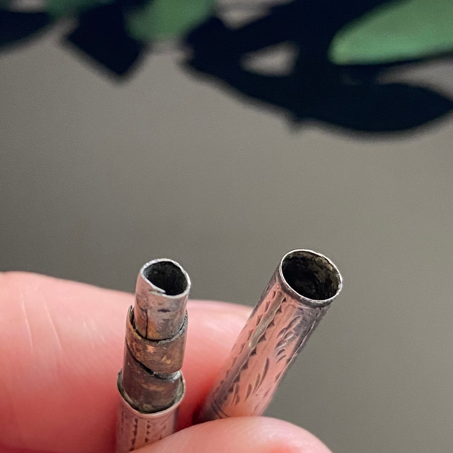 Victorian Sterling Silver Engraved Pencil Lead Holder Chatelaine Charm Pendant