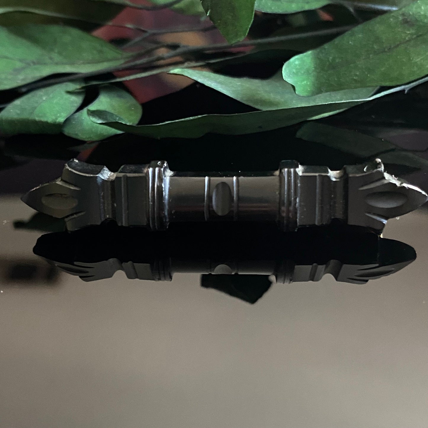 Victorian Carved Whitby Jet Mourning Bar Pin Brooch