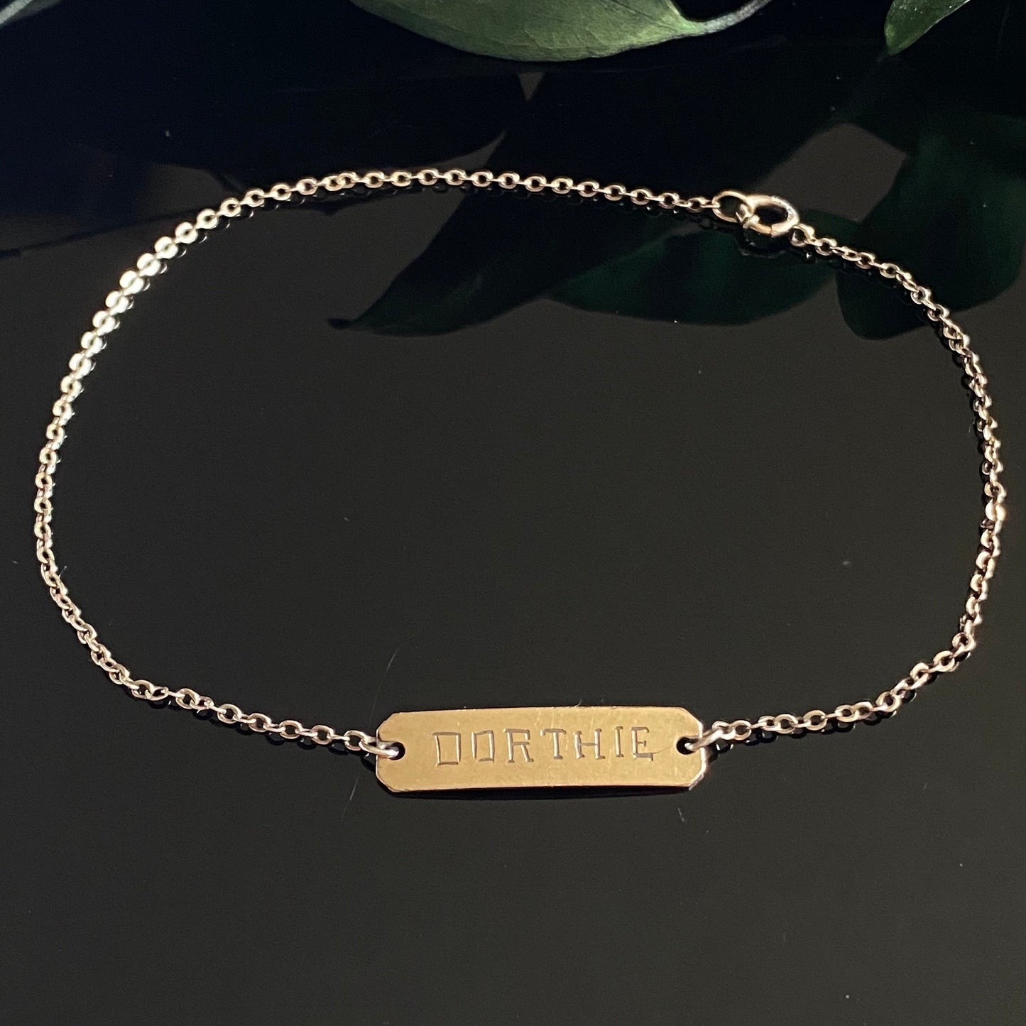 Vintage Forstner Gold Filled ID Nameplate Anklet 9” | Engraved Dorthie