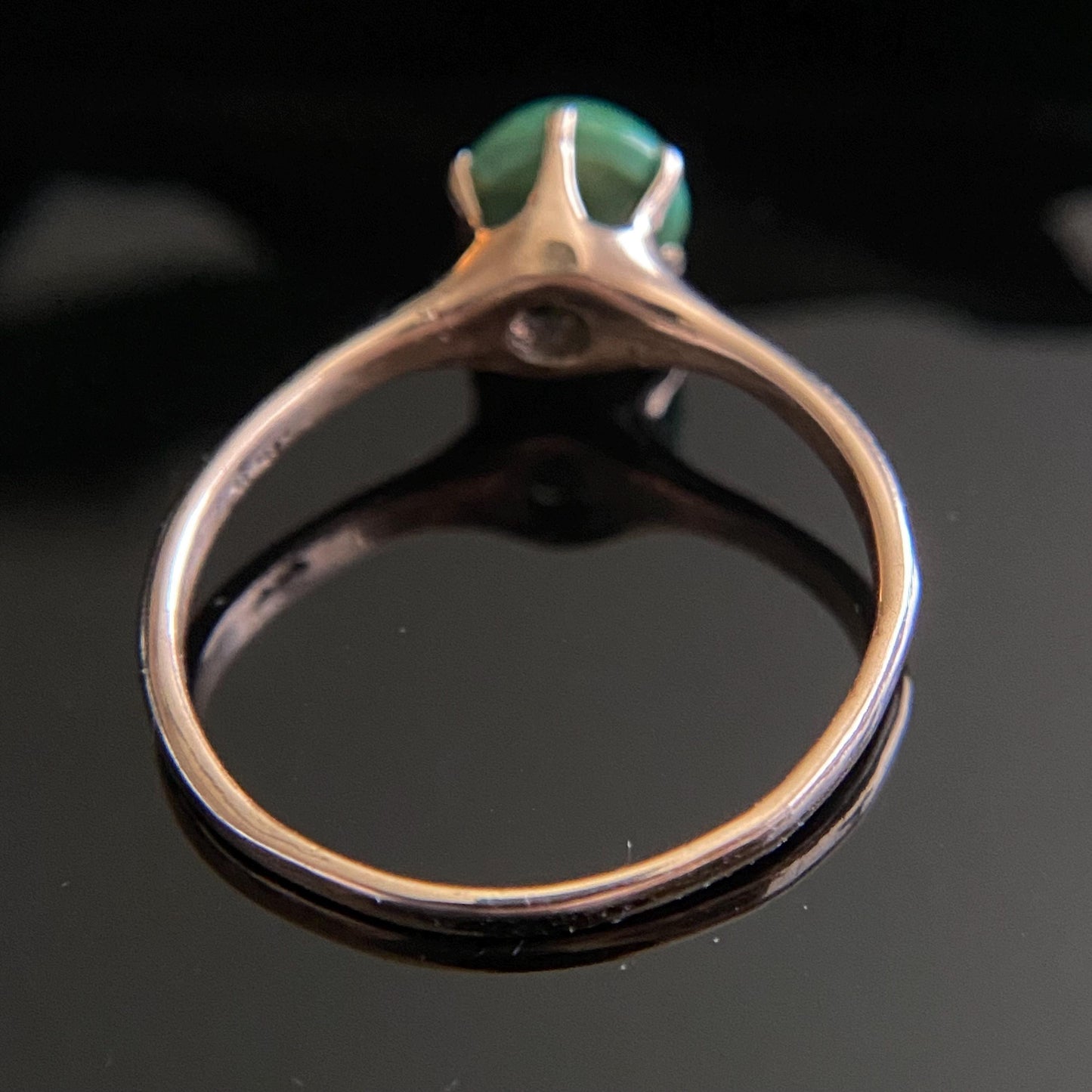 Vintage 14k Gold Turquoise Solitaire Ring Size 8.75