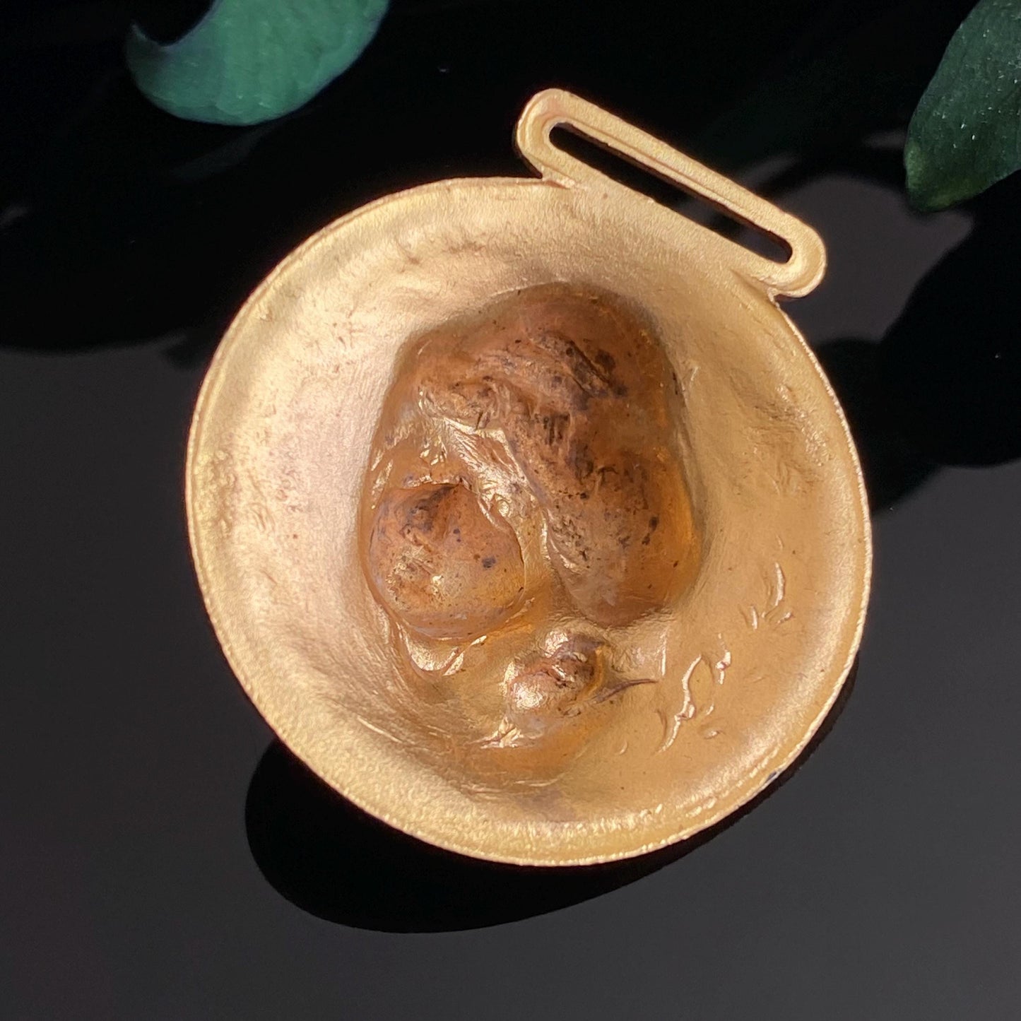 Antique Repousse Gibson Girl Fob Charm for Leather or Ribbon