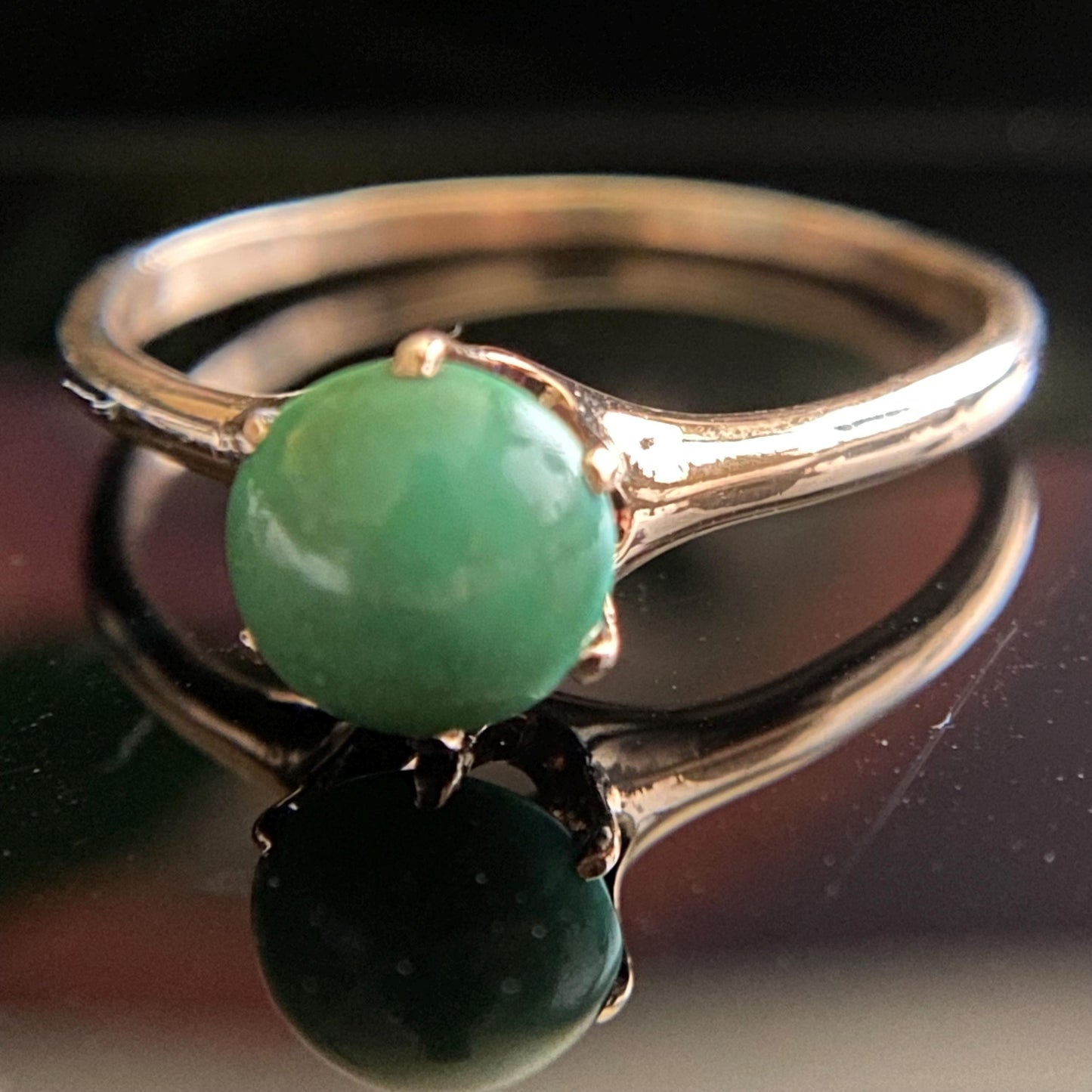 Vintage 14k Gold Turquoise Solitaire Ring Size 8.75
