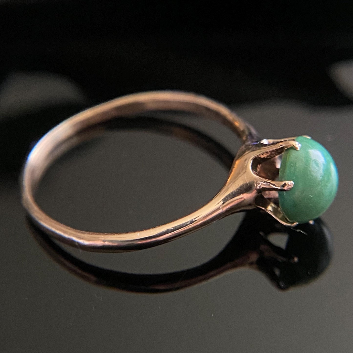 Vintage 14k Gold Turquoise Solitaire Ring Size 8.75