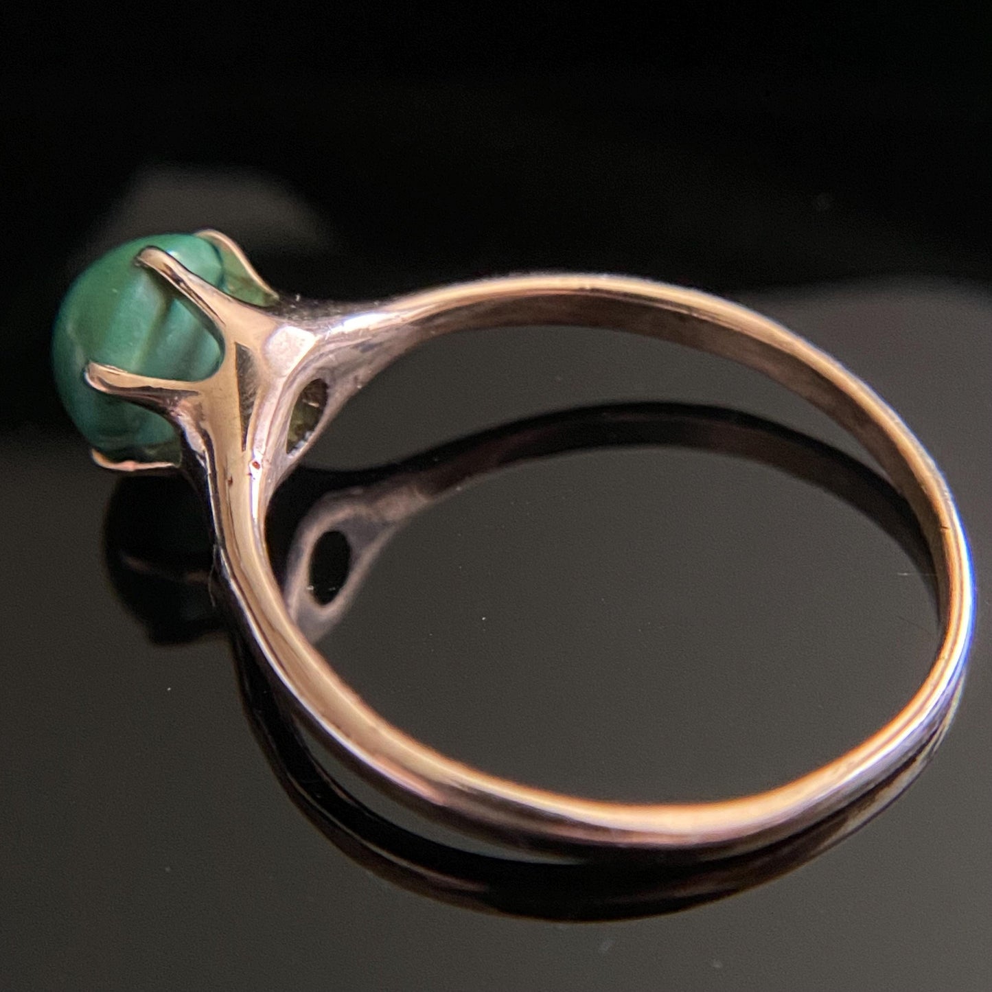 Vintage 14k Gold Turquoise Solitaire Ring Size 8.75