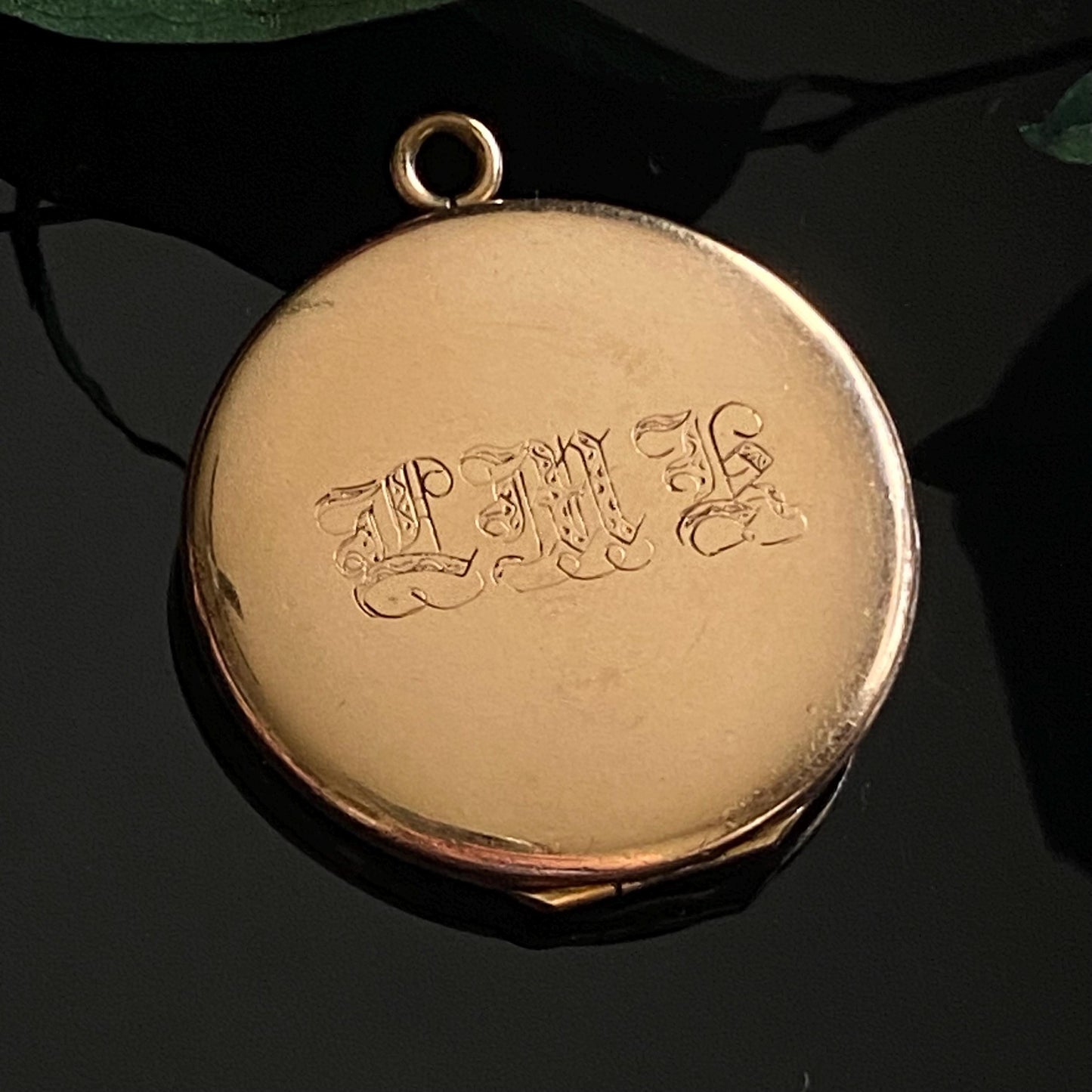 Antique Gold Filled Harlequin Opal Glass Paste Monogram Locket