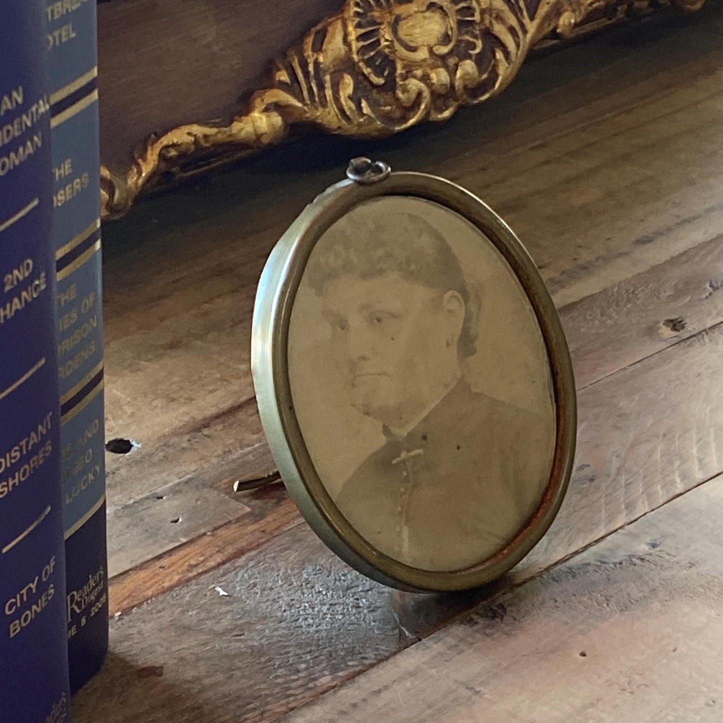 Antique Victorian Woman Photograph in Brass Frame