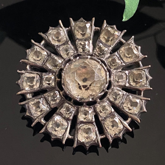 Antique Georgian Black Dot Paste Silver Brooch