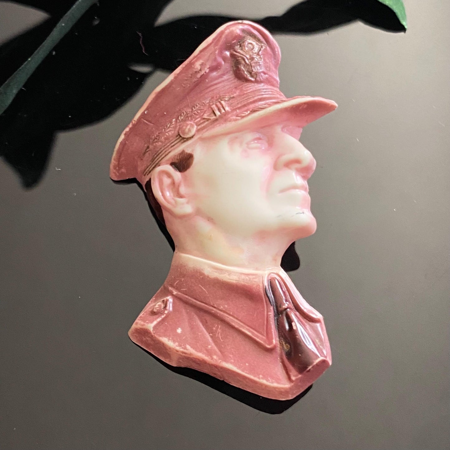 Vintage WWII General Douglas MacArthur Celluloid Pin Brooch