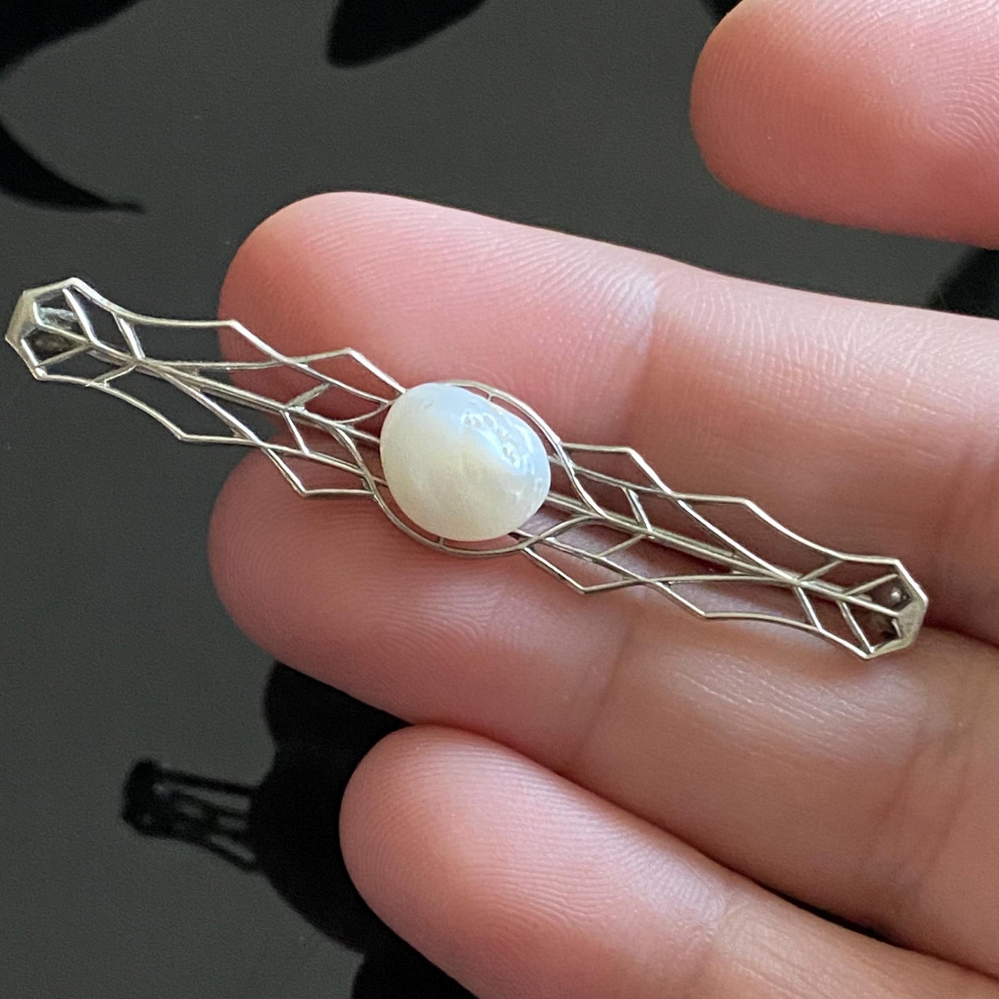 Antique Vintage Baroque Pearl Bar Pin Brooch