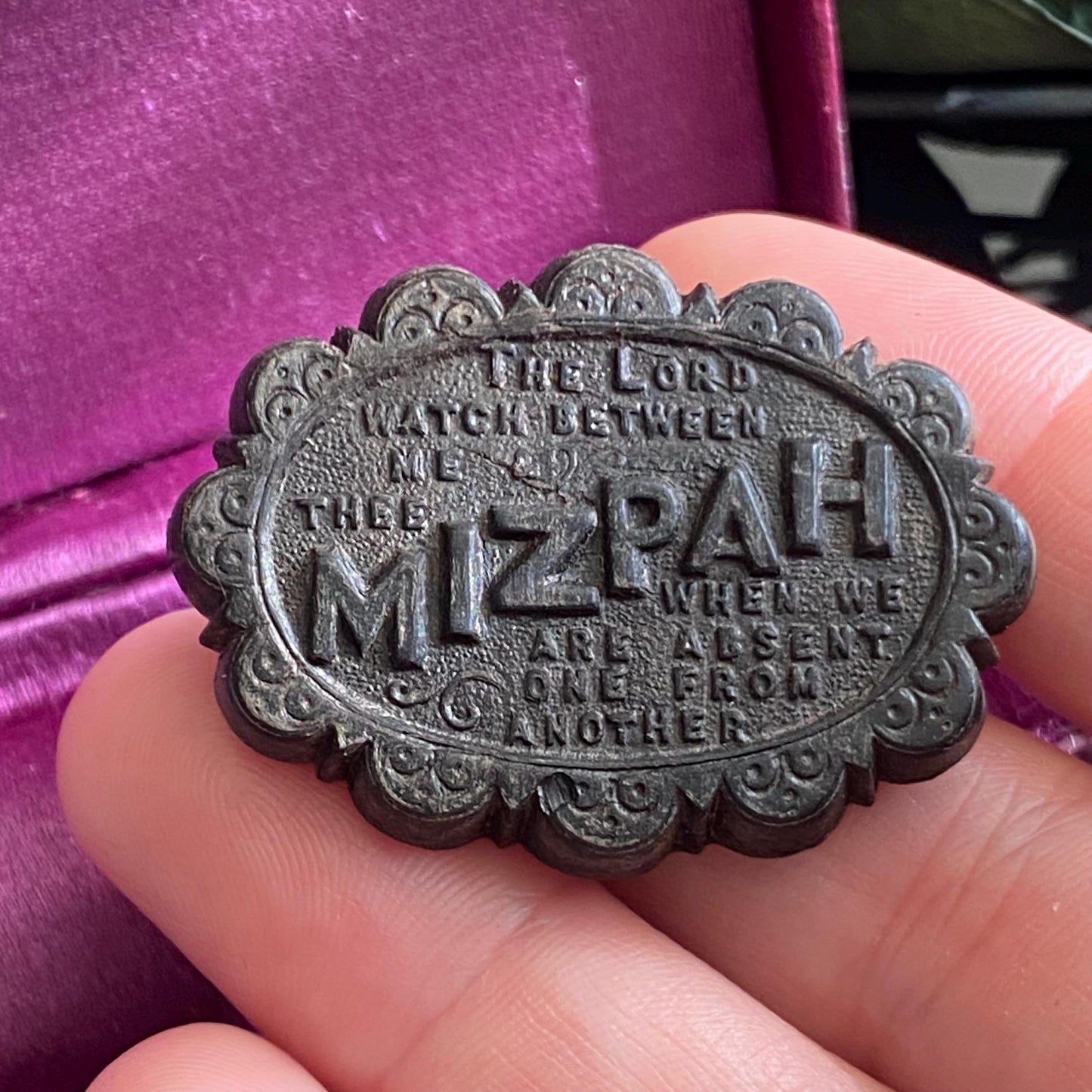 Antique Victorian Black Mizpah Brooch