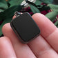 Antique Victorian Sterling Silver French Jet Glass Rectangular Mourning Locket