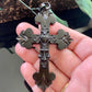 Victorian Faith, Hope & Charity Vulcanite Mourning Cross Pendant