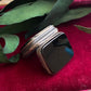 Antique Victorian Sterling Silver French Jet Glass Rectangular Mourning Locket