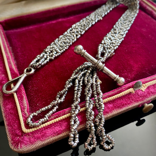 Antique Georgian Cut Steel Bead Watch Fob Chain