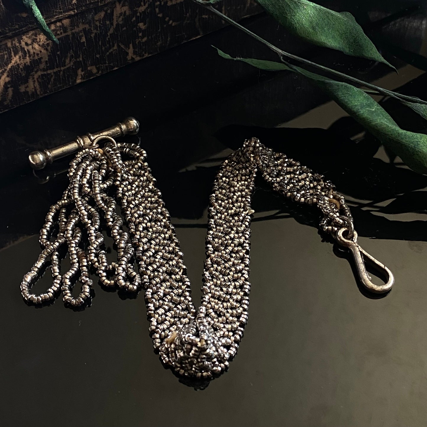 Antique Georgian Cut Steel Bead Watch Fob Chain