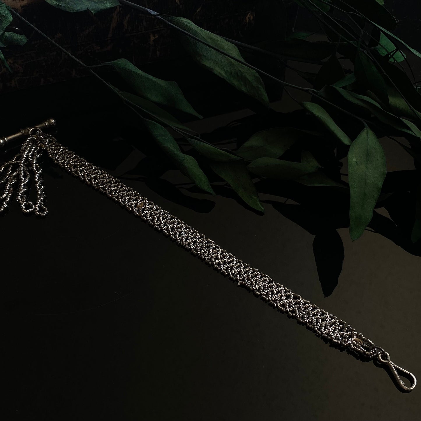 Antique Georgian Cut Steel Bead Watch Fob Chain