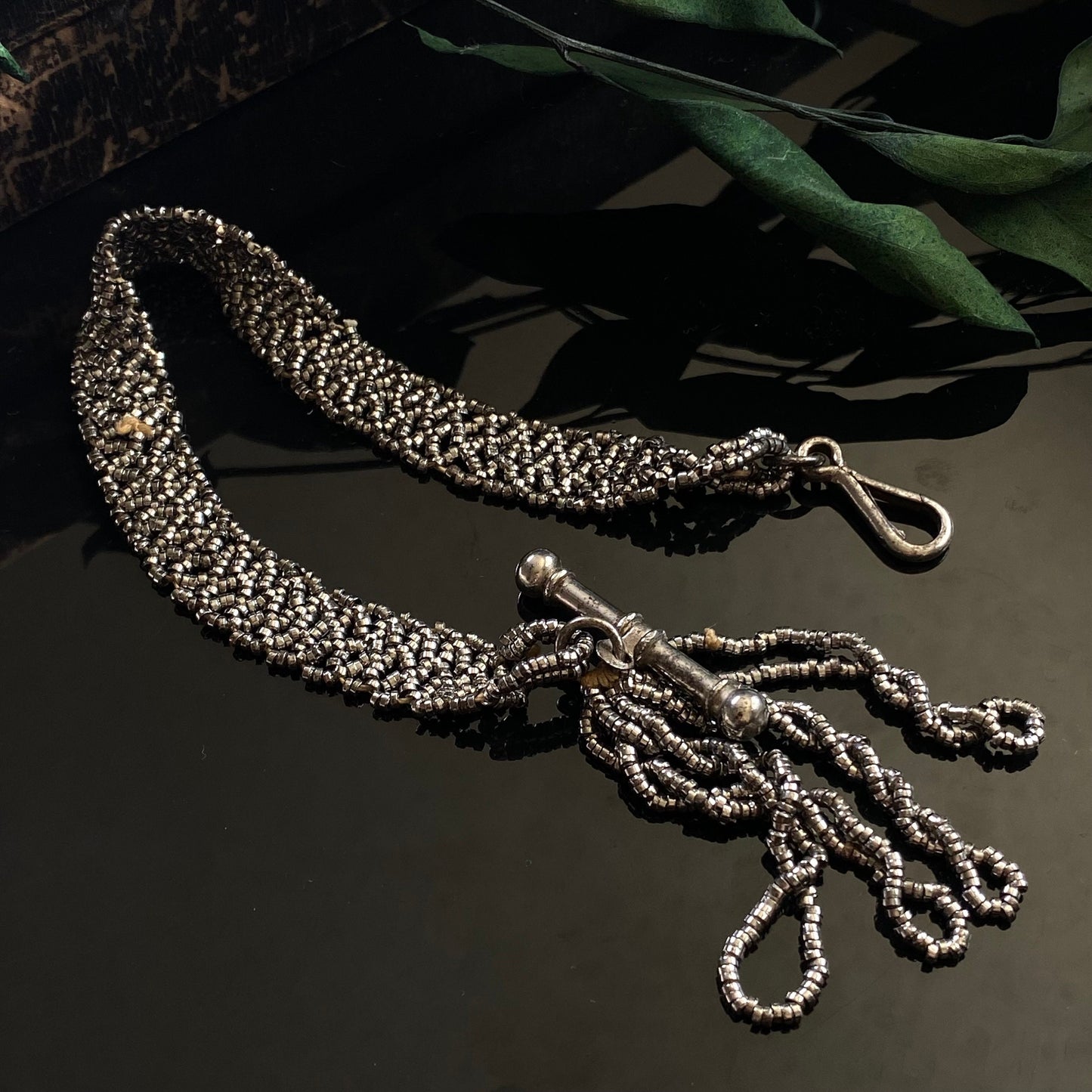 Antique Georgian Cut Steel Bead Watch Fob Chain