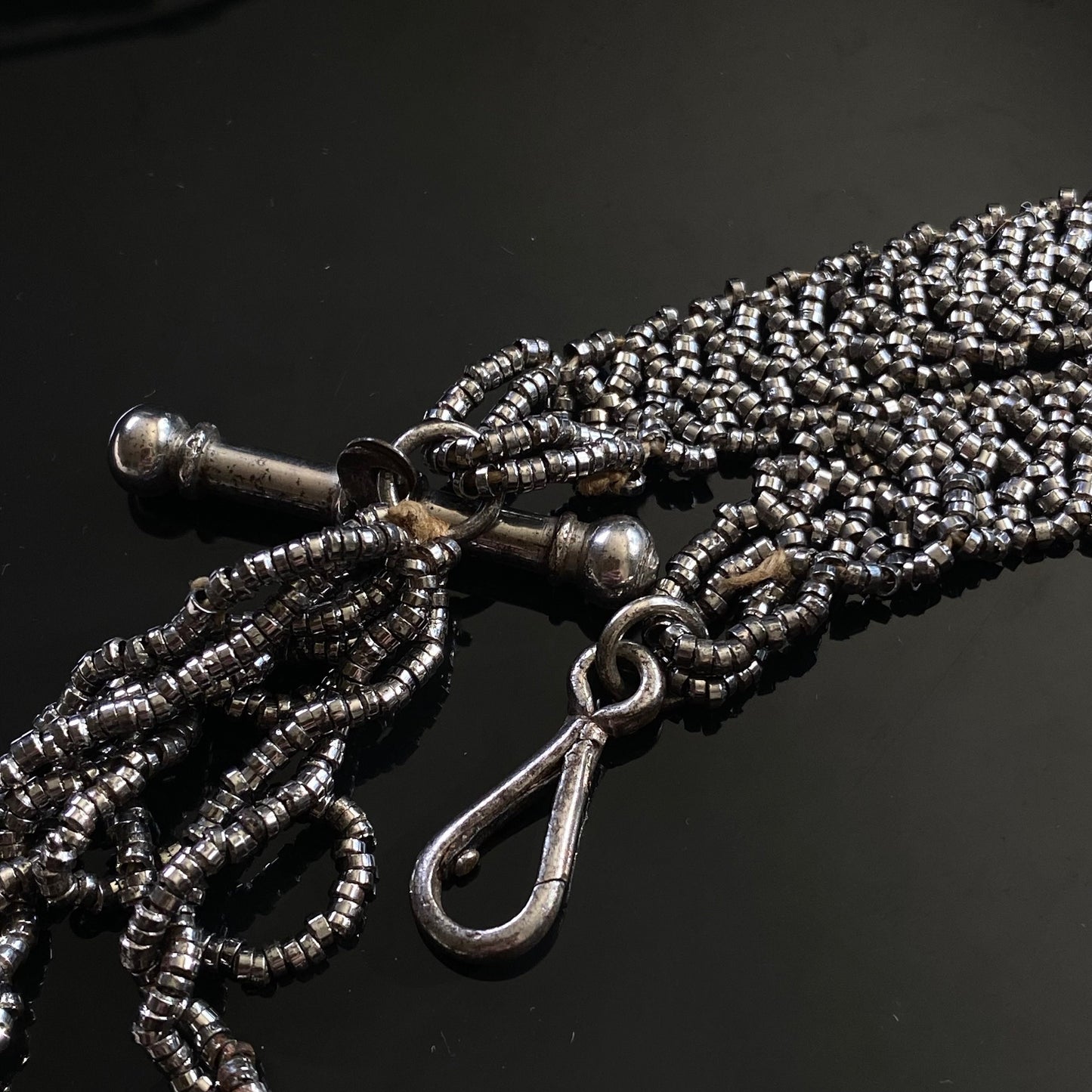 Antique Georgian Cut Steel Bead Watch Fob Chain
