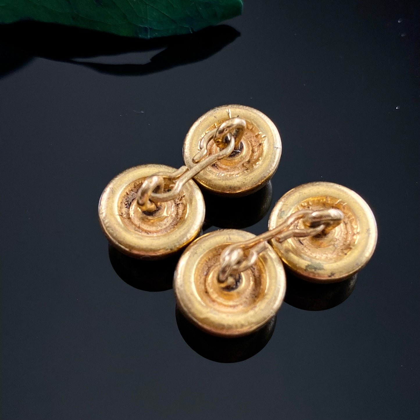 Antique Gold Plated Brass Domed Button Cuff Links