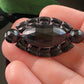 Antique Art Deco Czech Navette Faceted French Jet Glass Mourning Pin Brooch
