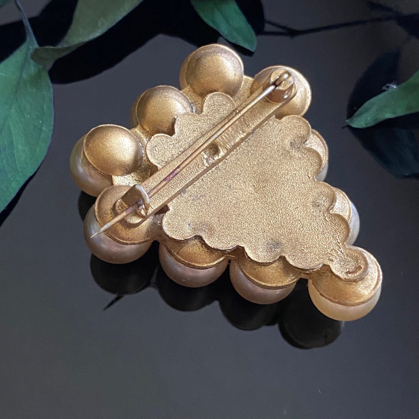 Antique Vintage Large Faux Pearl Cluster Brooch