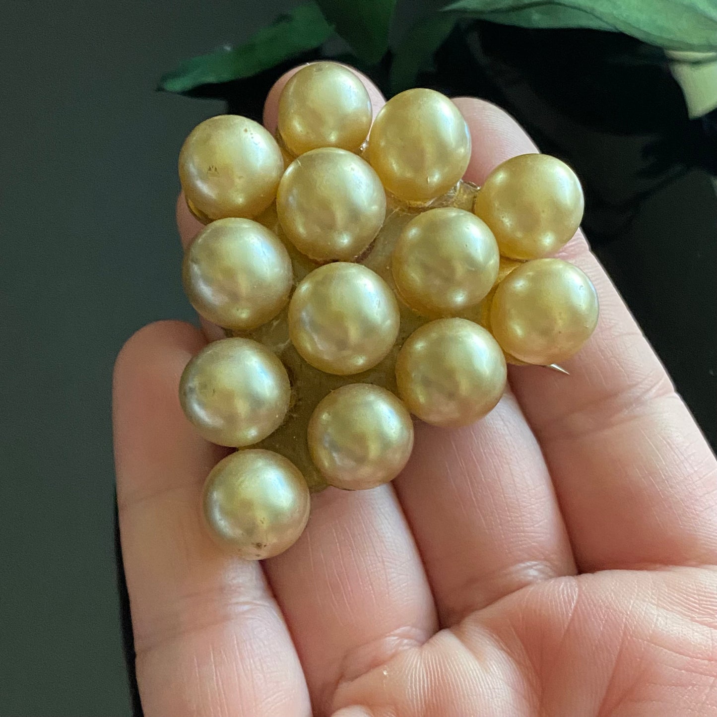 Antique Vintage Large Faux Pearl Cluster Brooch