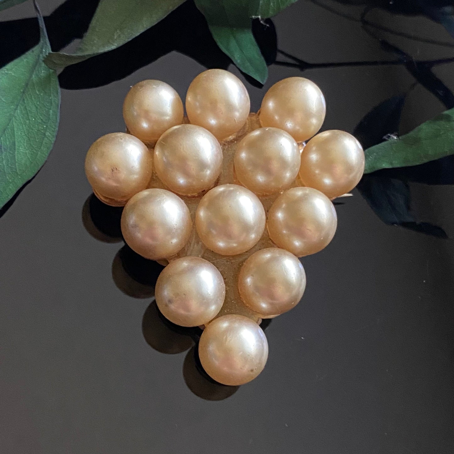 Antique Vintage Large Faux Pearl Cluster Brooch