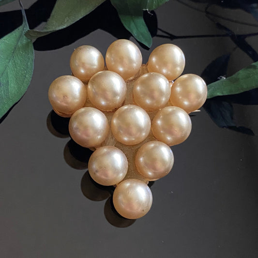 Antique Vintage Large Faux Pearl Cluster Brooch