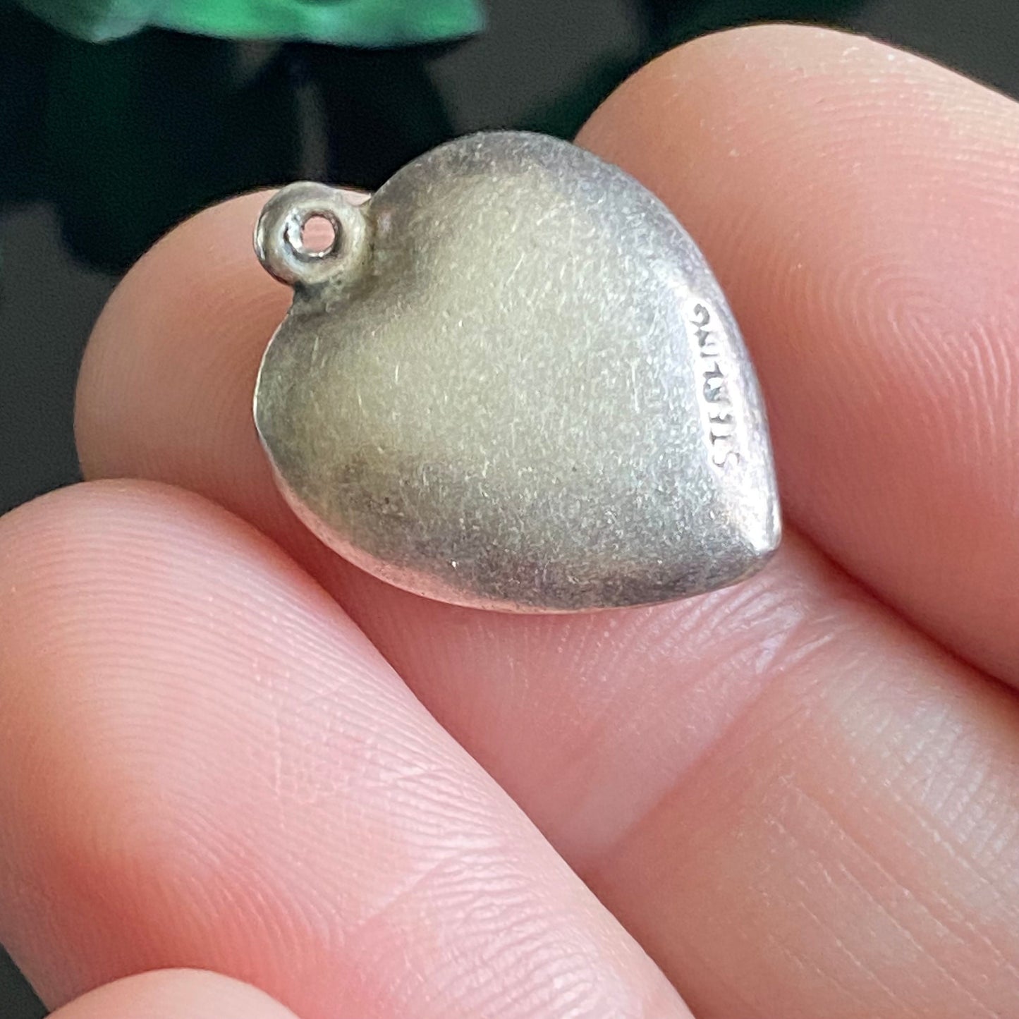 Vintage Sterling Silver Friendship Handshake Repousse Puffy Heart Charm Pendant