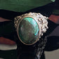 Vintage Brutalist 925 Sterling Silver High Profile Chrysocolla Ring Adjustable