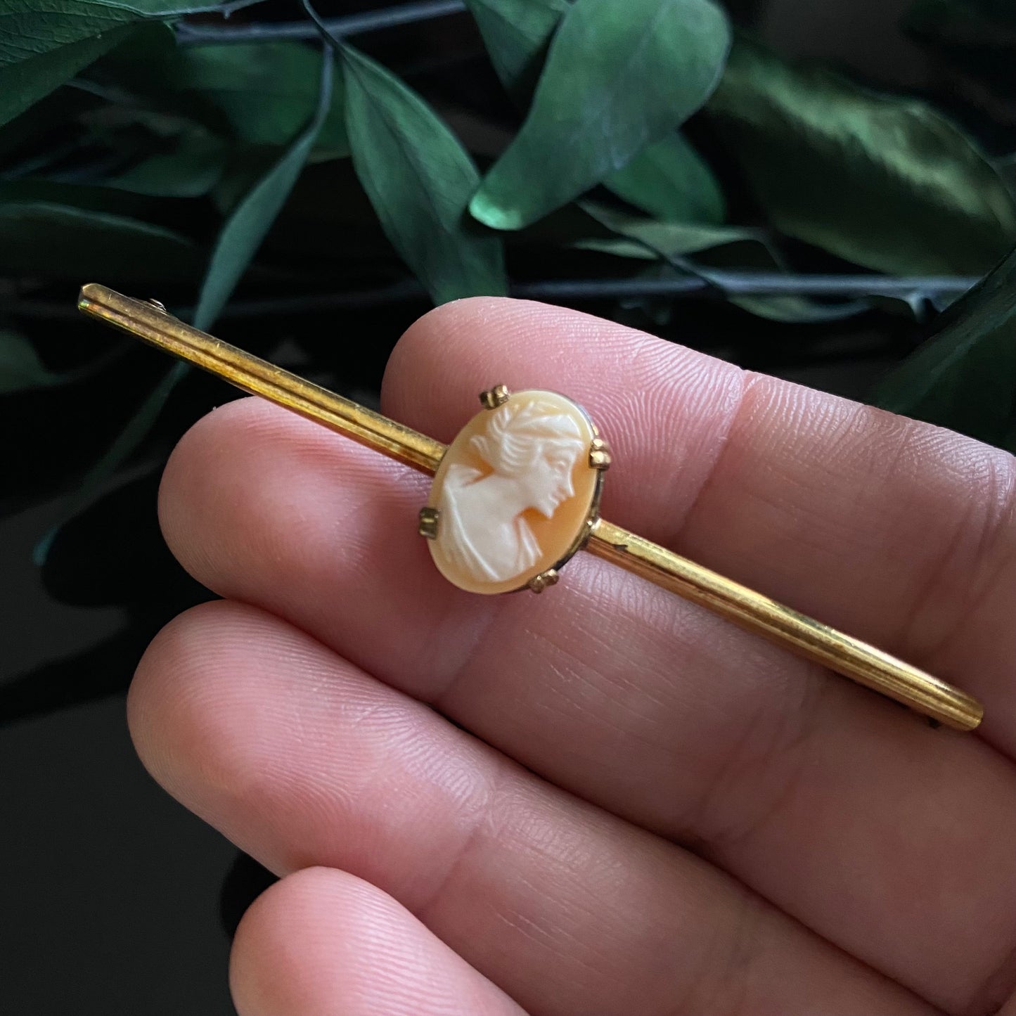 Antique Edwardian Gold Filled Cameo Pin Brooch
