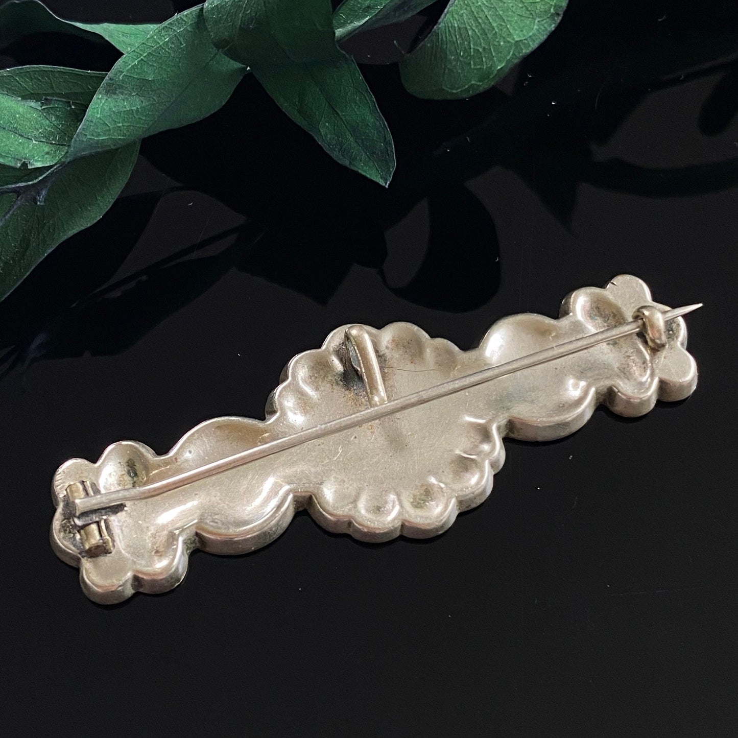 Antique Victorian Large Gold Filled Foliage Bar Pin Fob Hanger Brooch
