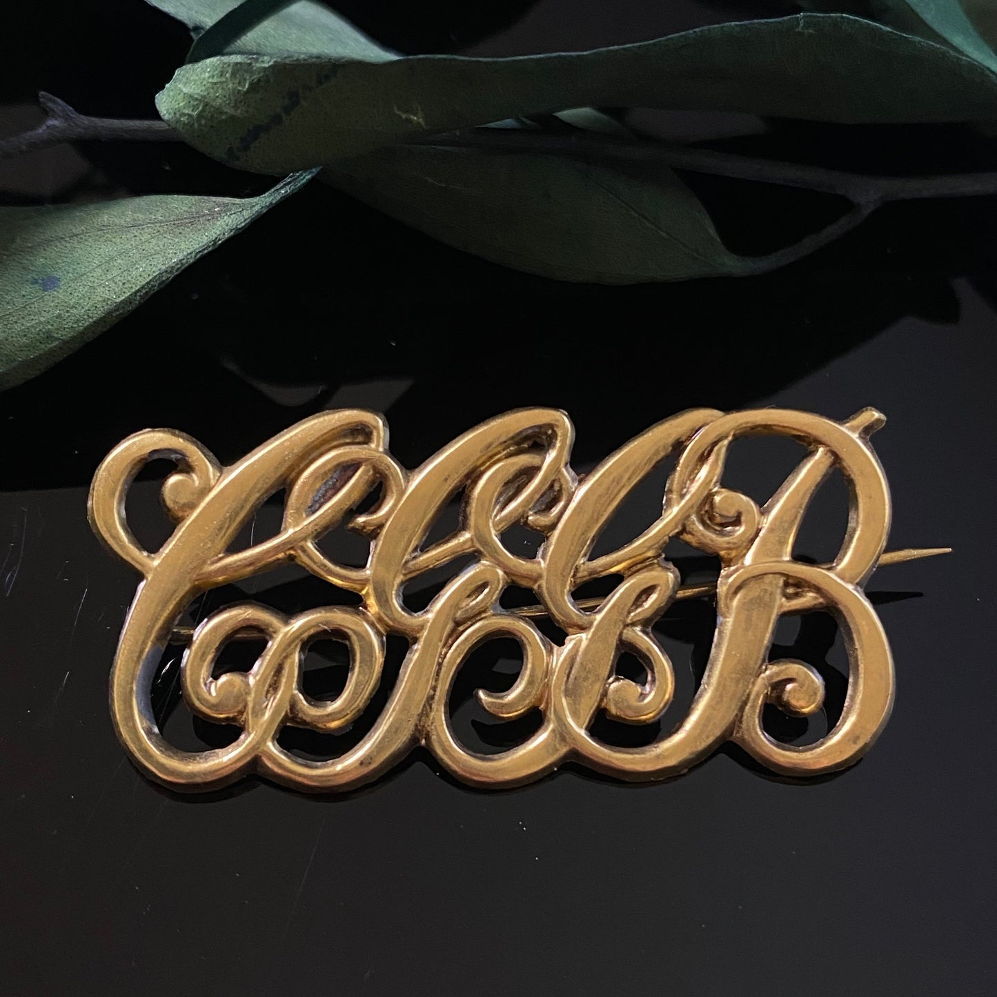 Antique Victorian Monogram C.G.G.B. Initials Cutout Brooch