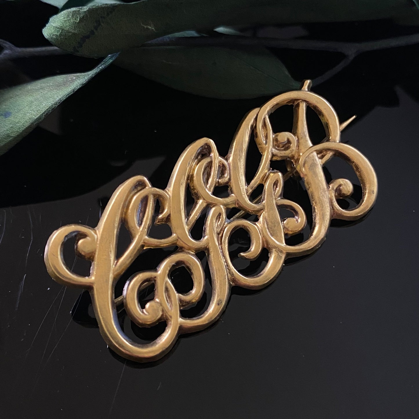 Antique Victorian Monogram C.G.G.B. Initials Cutout Brooch