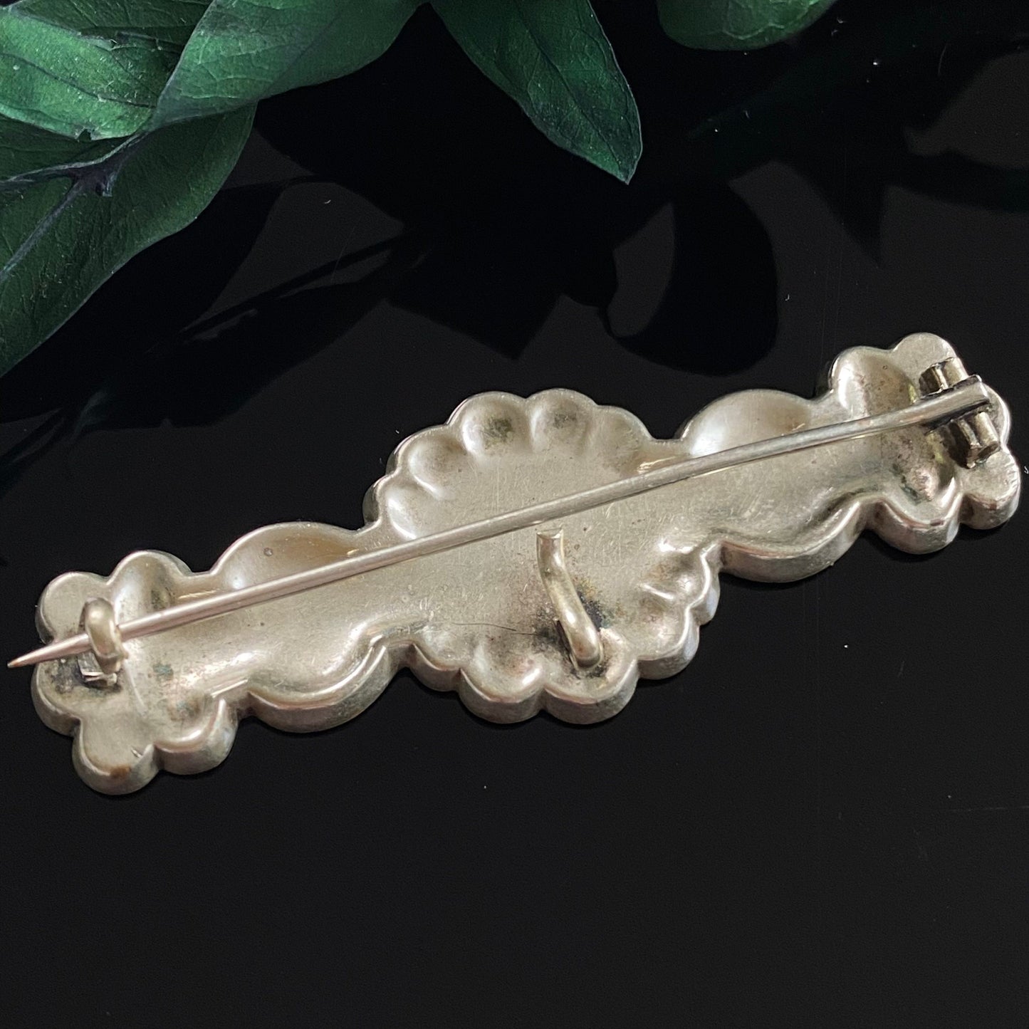 Antique Victorian Large Gold Filled Foliage Bar Pin Fob Hanger Brooch