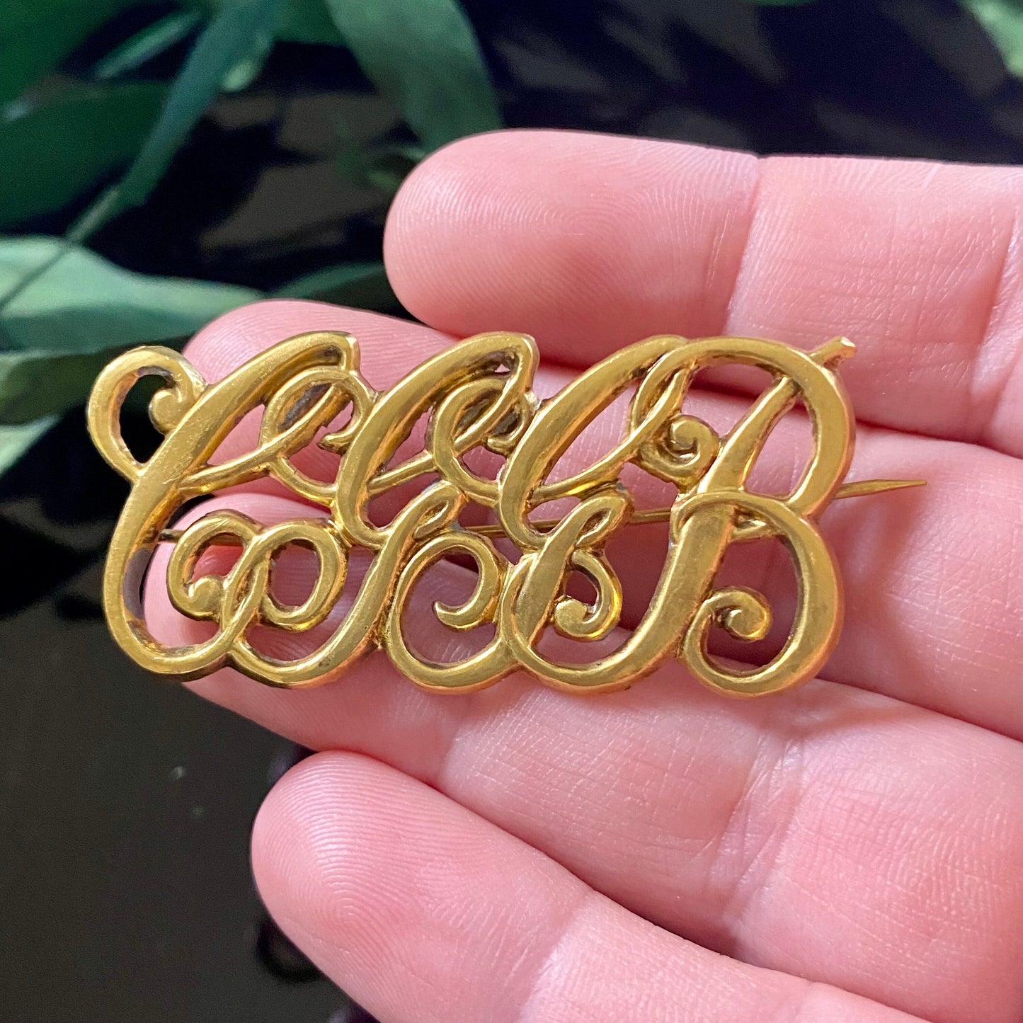 Antique Victorian Monogram C.G.G.B. Initials Cutout Brooch
