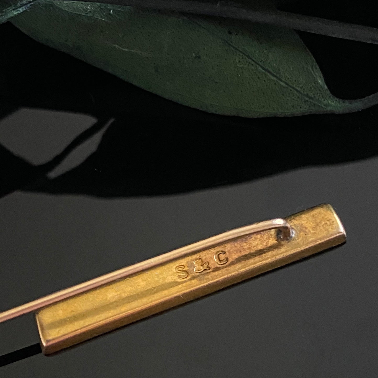 Antique Victorian Gold Filled S&C Bar Monogram Stickpin