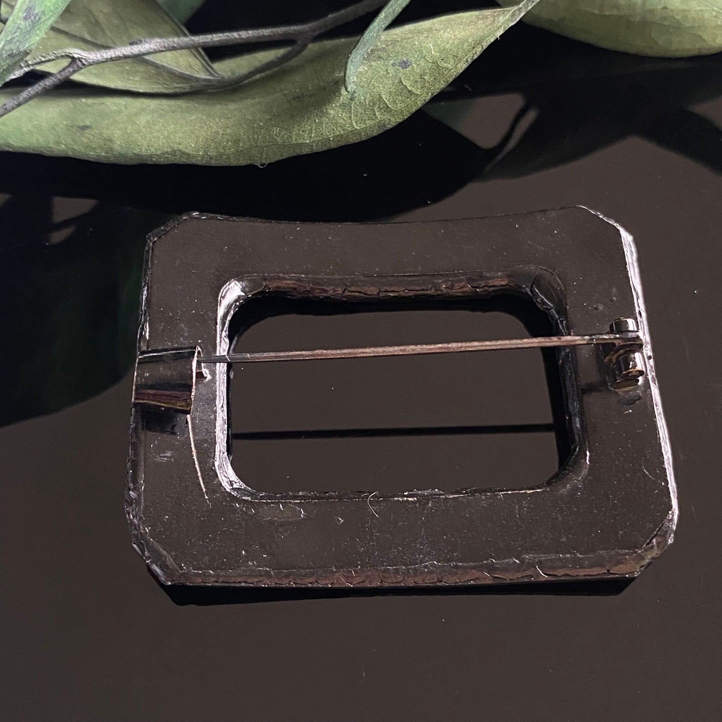 Antique Victorian French Jet Glass Mourning Sash Pin Brooch