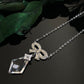 Vintage Rhodium Plated Paste Bow Crystal Necklace