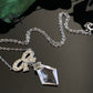 Vintage Rhodium Plated Paste Bow Crystal Necklace