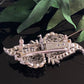 Vintage Round & Baguette Rhinestone Floral Clip Duette Brooch