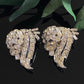 Vintage Round & Baguette Rhinestone Floral Clip Duette Brooch