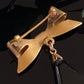 Antique Rolled Gold Bow Whitby Jet Dangle Pin Brooch